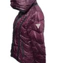 Guess  Hooded Puffer Jacket Plum Purple with Black Trim Size Medium Photo 2