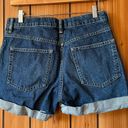 Everlane Classic Vintage Dark Blue Wash Raw Hem Mid-Rise Relaxed Denim Shorts Photo 5