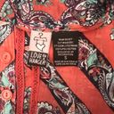 love on a hanger Sheer Red Bohemian Paisley Button Down Racerback Tank Top Small Photo 4