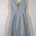 Alfred Sung  Satin Sleeveless V-Neck Pleated Mini Dress Size 2 Mist Blue NWOT Photo 1