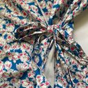 ZARA  puff sleeve pink blue floral mini wrap dress, size medium Photo 10