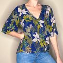 Lost + Wander Blue Floral Chic Boho Blouse Photo 0