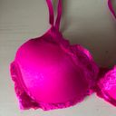 Natori hot pink fuschia padded bra with lace trim 34C Photo 2