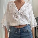 VICI Collection White Eyelet Button Down Top Photo 1