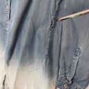 Holding Horses  Denim Ombre Button Up Tunic Women's Large Long Length 100% Tencel Photo 2