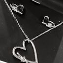 Alfani NEW  NECKLACE & EARRINGS Silver-Tone Knotted Heart Pendant Jewelry Boxed Photo 2