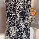 Brooks David  Linen Blend Navy Flowered Sleeveless Top Photo 2