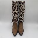 Gianni Bini  Knee High Boots Cowhide Print Western Womens Sz 7.5 M Brown Leather Photo 1