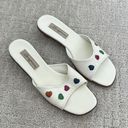 Brighton NWOT  “Rain” white kitten heel rainbow heart multicolor slide mule Photo 1