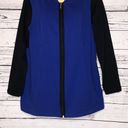 Denim & Co . Active Size L Blue & Black Colorblock Zip Front Knit Jacket Photo 2