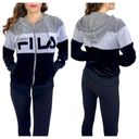 FILA  RETRO COLOR BLOCK FULL ZIP HOODED VELVET VELOUR PLUSH JACKET SIZE S Photo 1