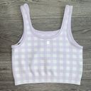 Sweaty Betty  Seamless Cropped Tank Gingham Check Purple & White Small Photo 7