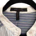 BCBGMAXAZRIA  pinstripe blue white colorblock hi low mandarin button down LS top Photo 5