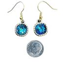 Bermuda Earrings made with  Blue Swarovski crystal and gold earwires handcrafted Photo 2