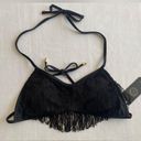 Relleciga  Women’s Tassel Bandeau Black Bikini Top 
Size S‎ Photo 2