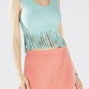 BCBGMAXAZRIA 💕💕 Aqua Fringe Crop Top Photo 1