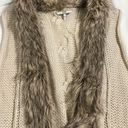 BKE  Vest Women's Size Large Open Layer Weave Wool Blend Beige Faux Fur Trim Photo 8