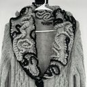 BCBGMAXAZRIA  Cardigan Wool Mohair Blend Sweater Ruffled Collar Gray Black Medium Photo 1