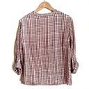 Joie  "Dane" 100% Soft Linen Pink Plaid Button Down Shirt Roll Tab Sleeves Photo 4