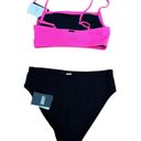 DKNY  Bikini Set Hot Pink & Black High Waist Bikini Swim Top & Bottom Medium NWT Photo 2