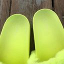 PacSun Neon Green Furry Slides Photo 2