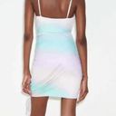 ZARA New  Pastel Tie Dye Satin Ruched Cut Out Mini Dress Size XS Photo 2