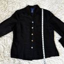 Charter Club  Black Linen Cropped 3/4 Sleeve Button Down Collared Blouse Sz 12P Photo 2