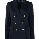 Polo  Ralph Lauren Double Breasted Knitted Blazer Peak Lapel Navy Blue Women's 0 Photo 9