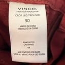 Vince  Crop Leg Trouser Pants Red Cotton Twill High Rise Relaxed Fit Size 30 Photo 9