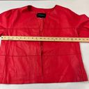 Lafayette 148  Women Ritchie Jacket Small Coral Red Open Front Leather Collarless Photo 9