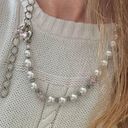 American Vintage Vintage “Laetitia” Silver Purple Pearl Necklace Chunky Chain Clasp Crown Y2K Photo 0