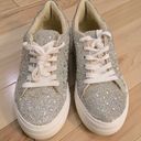 Betsey Johnson Suton Silver Rhinestone Platform Sneakers size 7.5 Photo 2