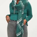 Lane Bryant Green Plaid Fringe Flannel Wrap Poncho Photo 2