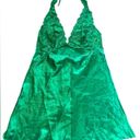 Frederick's of Hollywood Frederick’s of Hollywood Y2K Green Silky Satin Lace Coquette Halter Slip Dress Photo 3