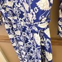 Boden USA Boden Amy Jersey Double V Neck Pocket Floral MIDI Dress Blue White 6R Photo 5