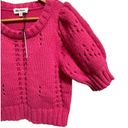 The Moon Day +  puff sleeve crochet knit hot pink knit cropped sweater Medium NEW Photo 2