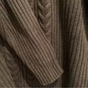 Lands'End Lands’ End Green Chunky Cable Knit Zip Up Mock Neck Sweater L 14-16 Regular Photo 2