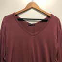 Kim And Cami  Tie Front 3/4 Sleeve Tee Maroon medium Photo 2