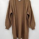 BKE  Buckle Cable Stitch Knit Pecan Brown Long Open Cardigan Sweater Size Large Photo 0