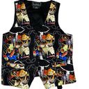 Nicole Miller Vintage  Printed Vest Cowboy Rodeo Western Silk Black Size Large Photo 0