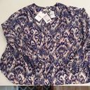 Isabel Marant Étoile yacah Feather Print Ikat Silk Blouse In Blue Photo 4