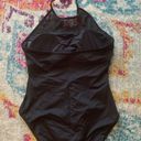 La Blanca Black Mesh Halter One-piece Medium Swimsuit Photo 2