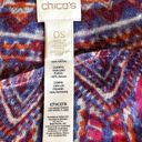 CHICO'S Phoebe Poncho Colorful Sheer Linen ONE SIZE w Beaded Fringe Pink Purple Size M Photo 2