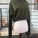 Naked Wardrobe French Terry Crop Hoodie In Olive Green Photo 3