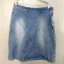 H&M Vintage Y2K  Denim Washed Out Diagonal Stitching Boho Knee Length Skirt 14 Photo 0