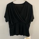 Chicwish NWT  V-neck Short Sleeve Soft Flowy Blouse Top Size Black XL Photo 0