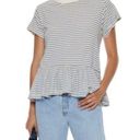 The Great  | blue and white striped ruffle peplum top Photo 0