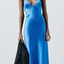 ZARA Dress Cobalt Blue Slip Midi Satin Effect Maxi Wedding Party Photo 6