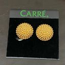 Beehive Vintage CARRÉ Golden  Button Clip On Earrings Photo 5