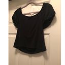 Poof! Size large black crop top crochet shoulder details Photo 2